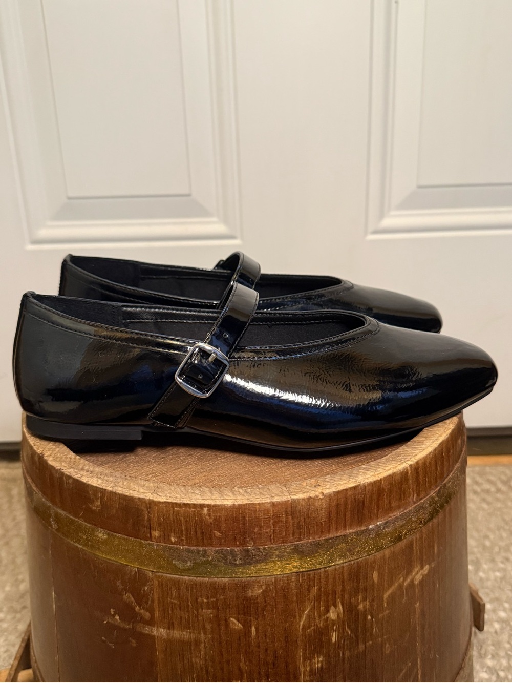 a new day Elena Black Patent Mary Jane Flats with Memory Foam Sole
